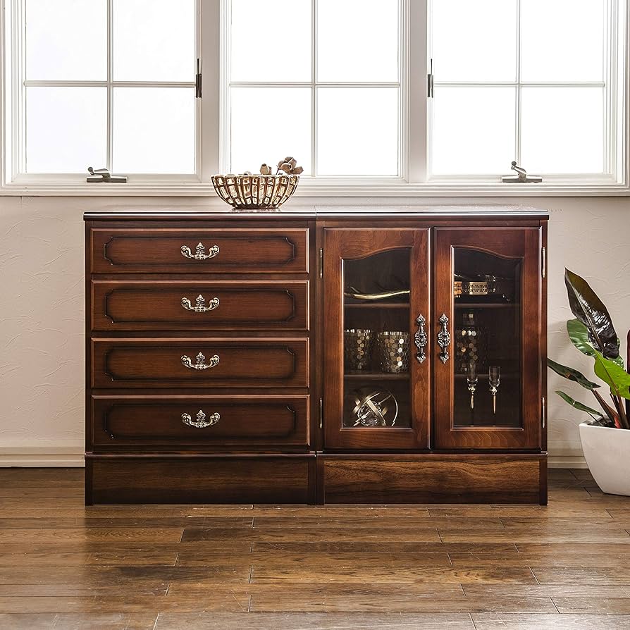 Amazon｜【カリモク正規品】コロニアル ガラス扉キャビネット 棚