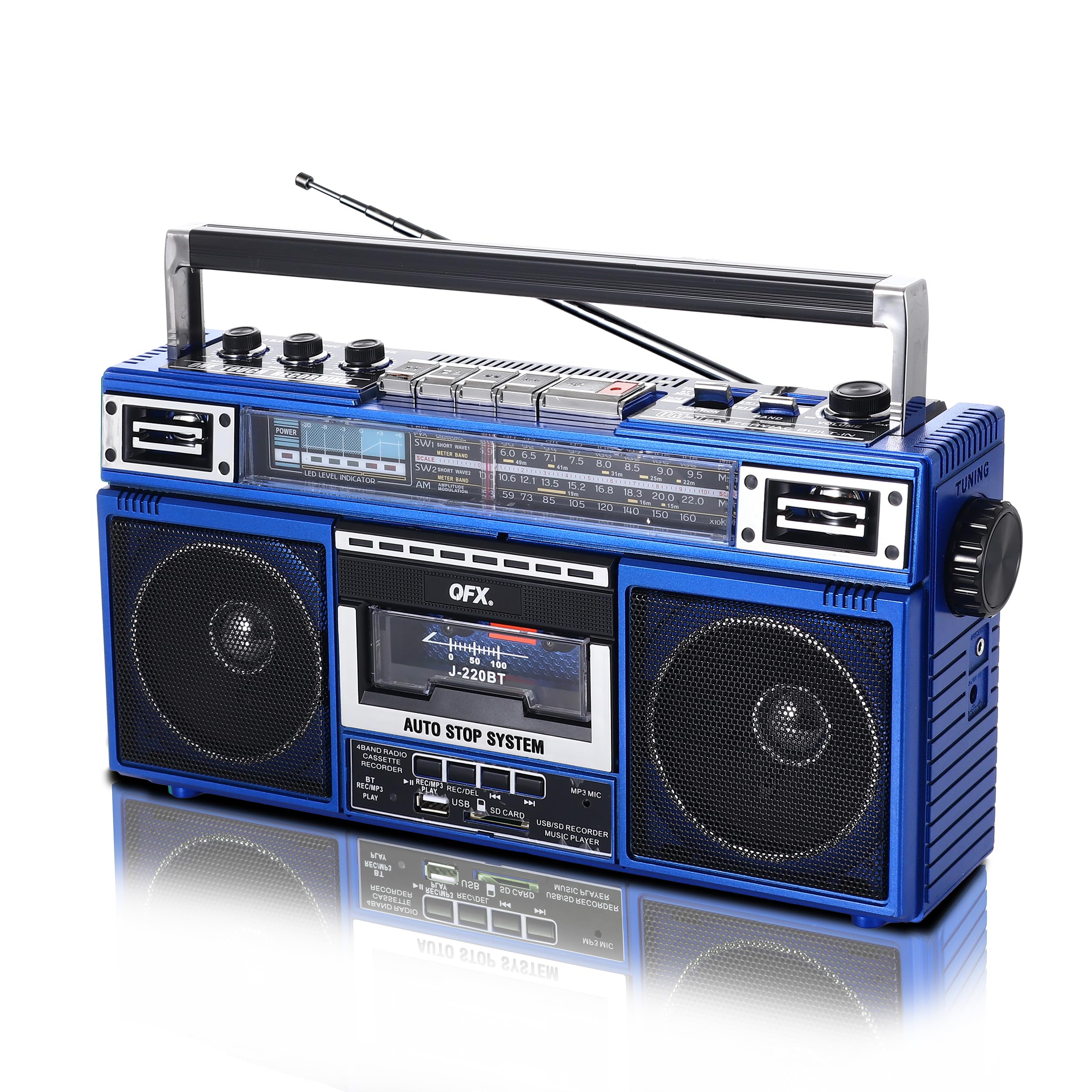 Amazon.com: QFX J-220BT Blue Boombox MP3 Conversion from Radio to