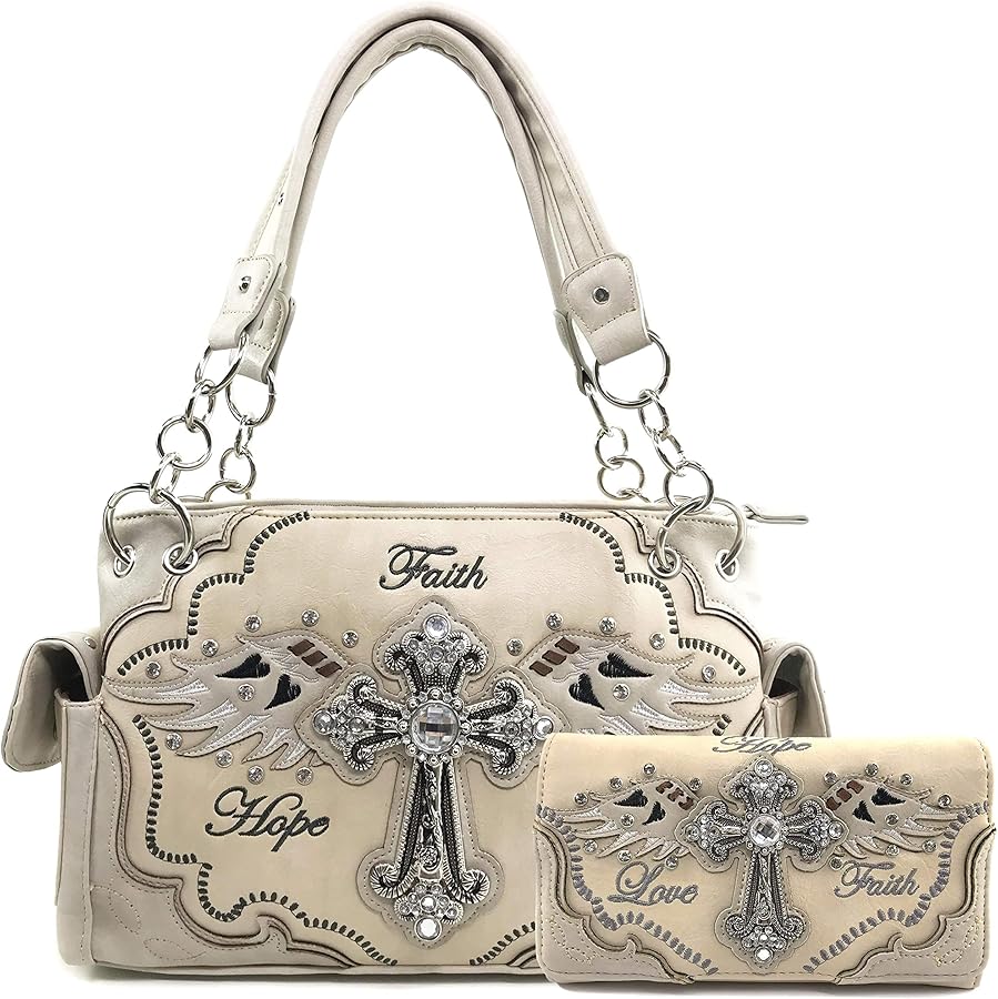 Zelris Faith Love Hope Cross Angel Wing Women Conceal Carry