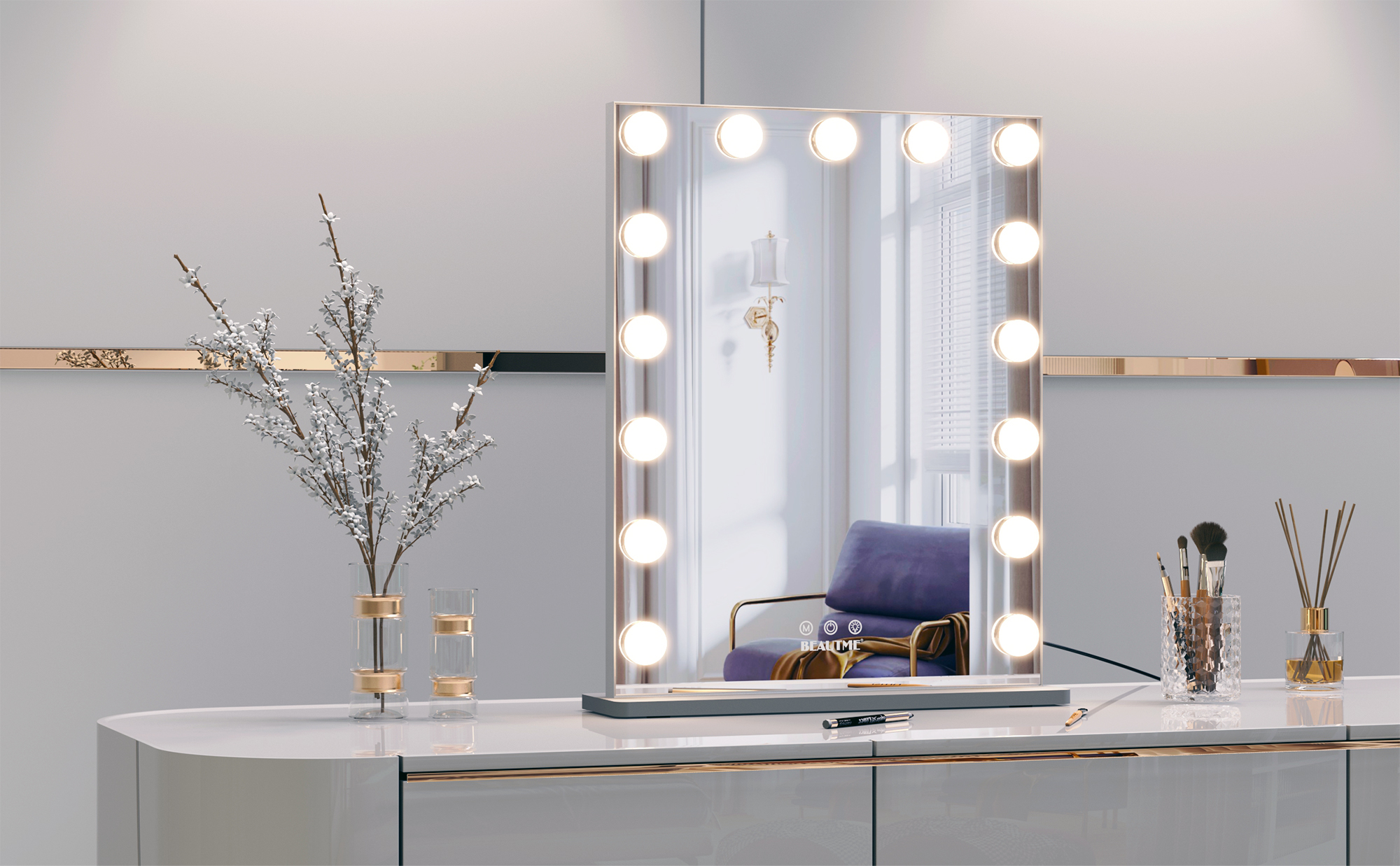 Amazon.co.jp: BEAUTME 女優ミラー 化粧鏡 ハリウッドミラー メイク 鏡