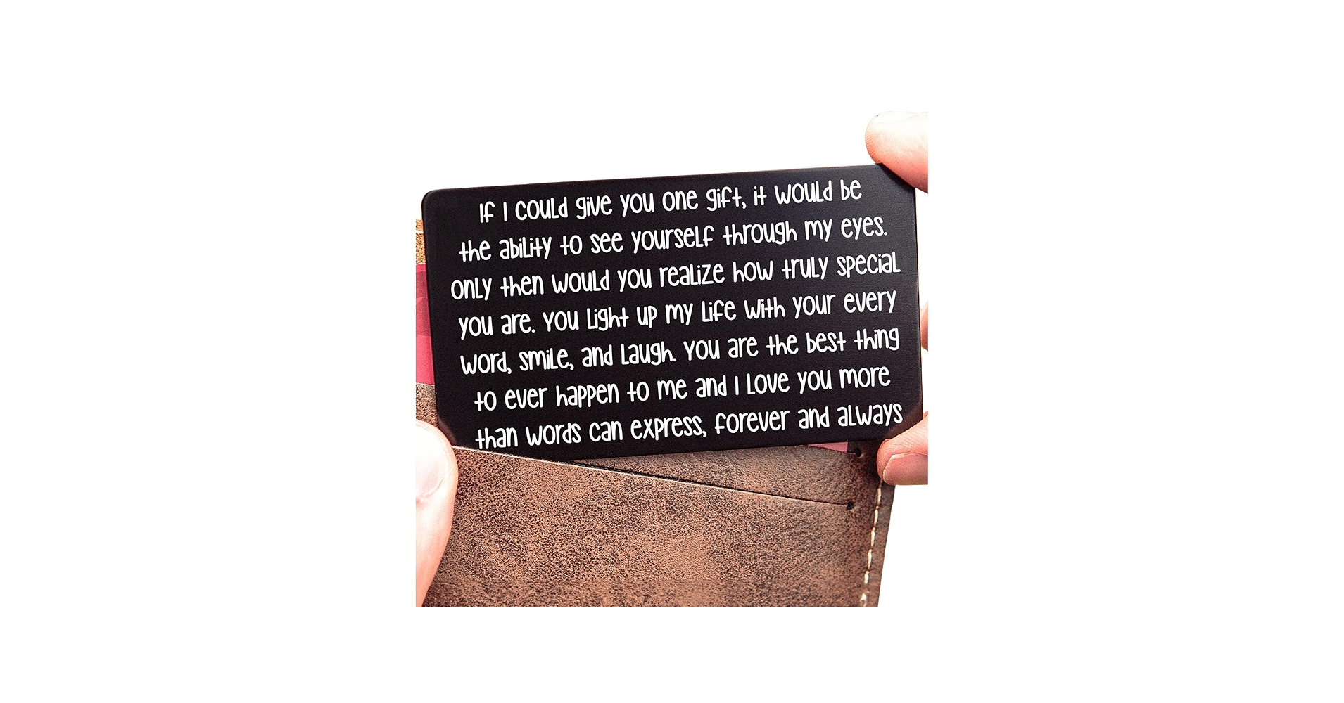 Amazon.com: I Love You Card for Him Her | Engraved Aluminum Wallet