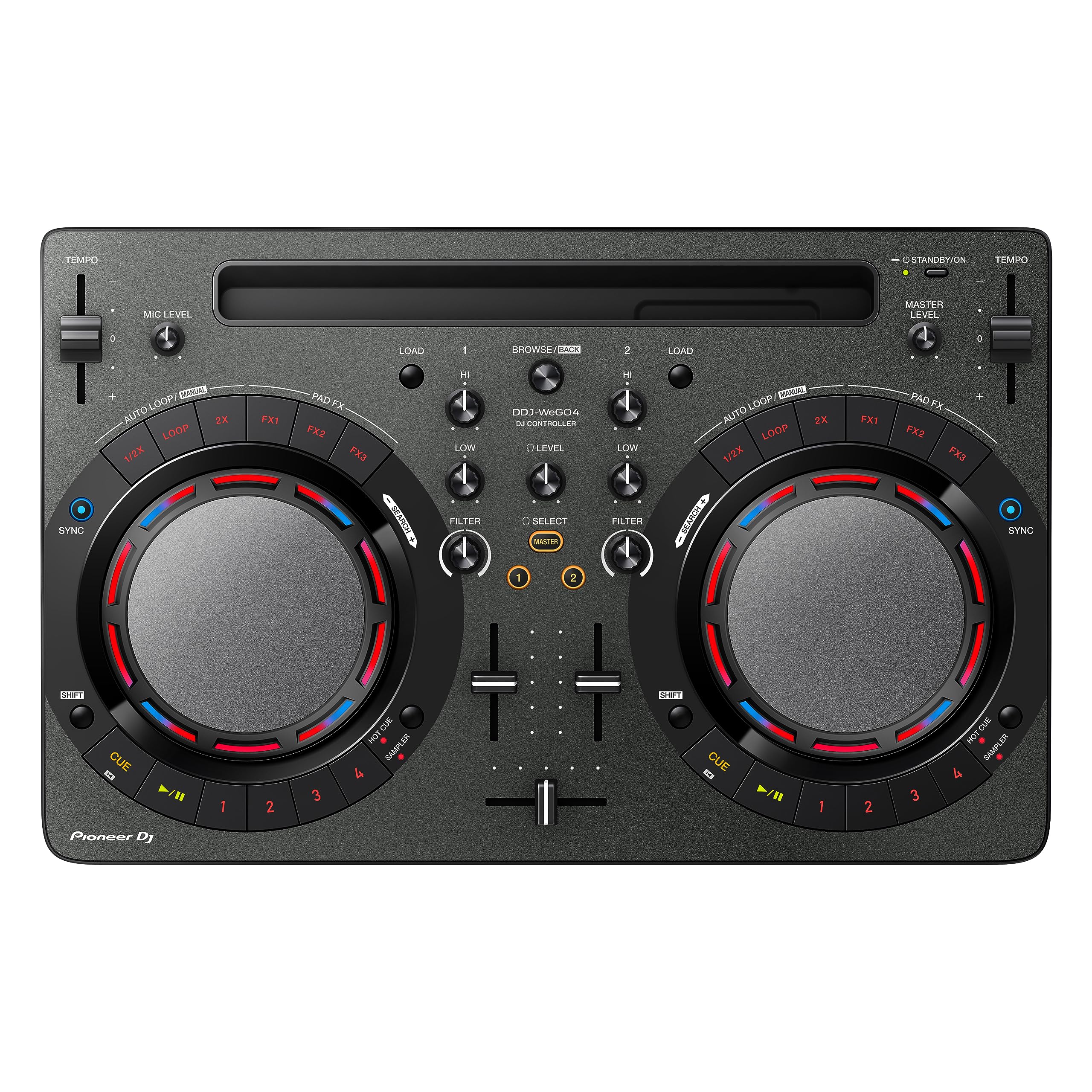 Pioneer DJ DDJ-WeGO4-K - Portable DJ Controller - iOS compatible