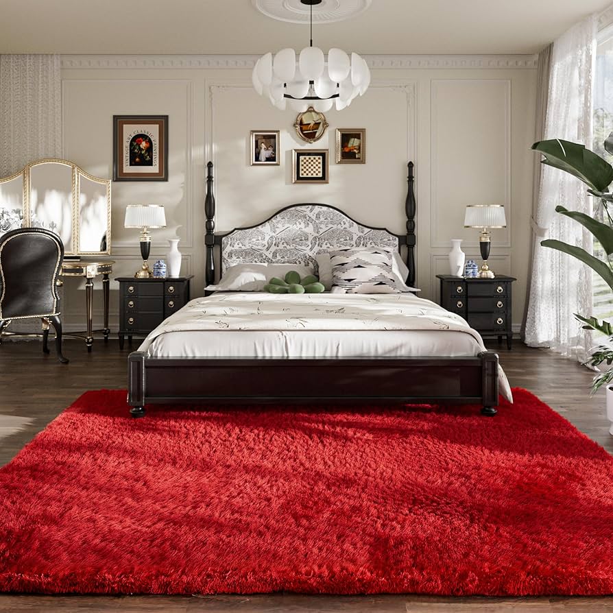 Amazon.com: AMTOVO Area Rugs for Living Room, Fluffy Red 5x7