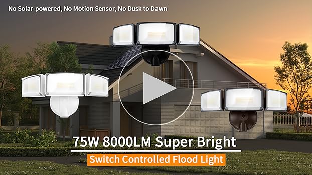 LUTEC 75W 8000 Lumen Floods Light Outdoor, Switch Controlled LED