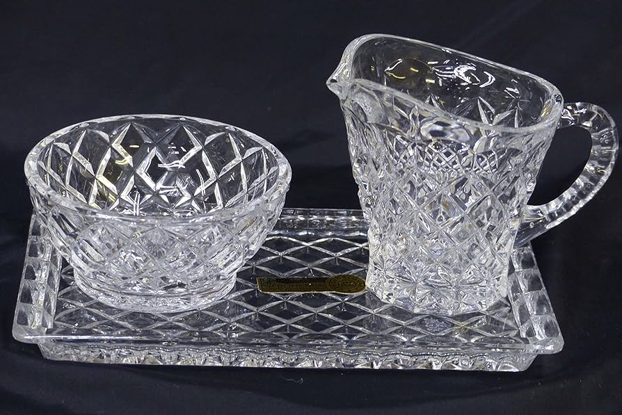 Amazon.co.jp: ボヘミアン カットクリスタル シュガーポット＆ミルク