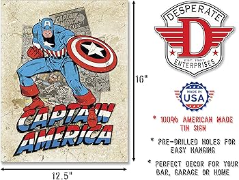 Amazon.co.jp: メタルサイン 「Captian America - Cover Splash
