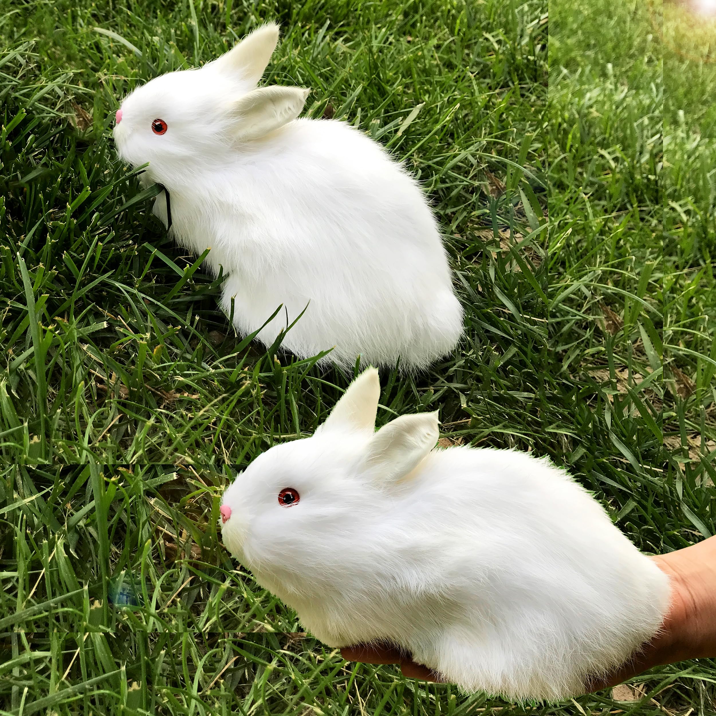 Amazon.com: Basuo-9Q 2 Realistic Rabbit Figurines -Stuffed Farm