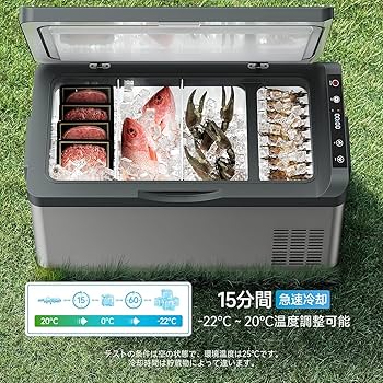Amazon.co.jp: 車載冷蔵庫 ポータブル冷蔵庫 急速冷凍 20L -22℃～20