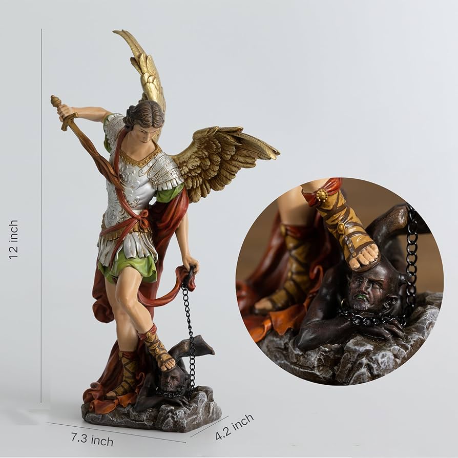 Amazon.co.jp: BCカトリック聖ミカエル像、高さ12インチの大天使の置物