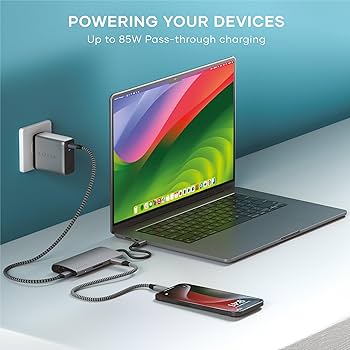 Amazon.com: Satechi 8 合1 USB-C 集線器多埠轉接器V3，8K HDMI，100W