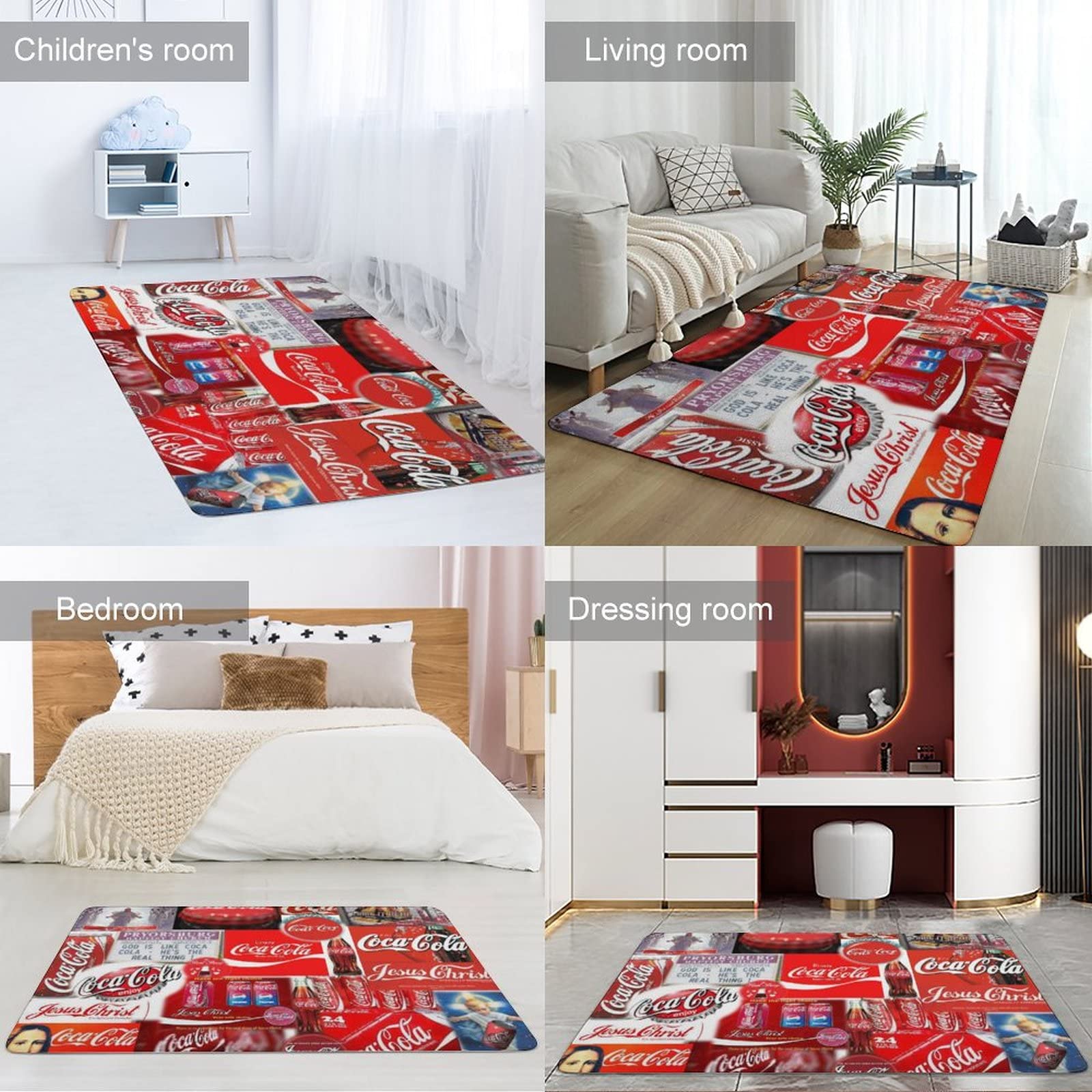 Amazon | コカコーラ ラグ カーペット 洗える ラグマット 滑り止め付