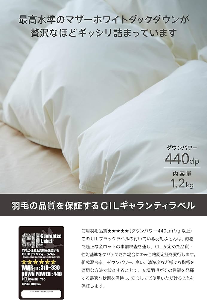 Amazon｜羽毛布団 シングル ハンガリー産 ホワイト マザーダックダウン