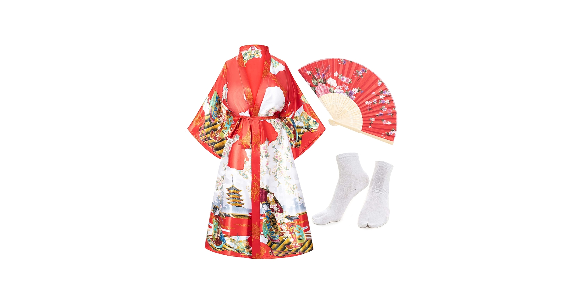 Heone Japanese Long Kimono Satin Printed Lightweight Cardigan