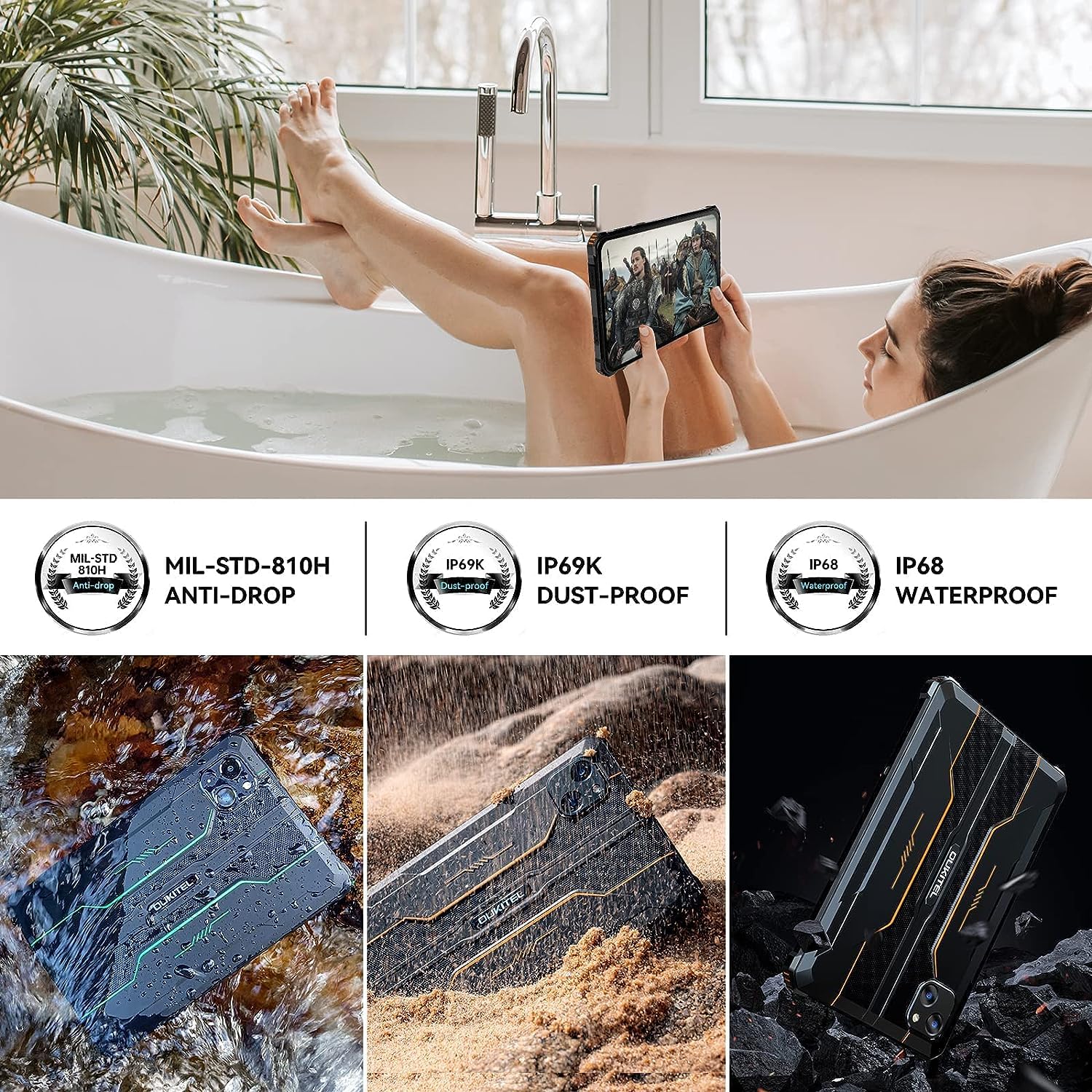 Amazon.co.jp: OUKITEL RT3 防水タブレット Android13 タブレット防水