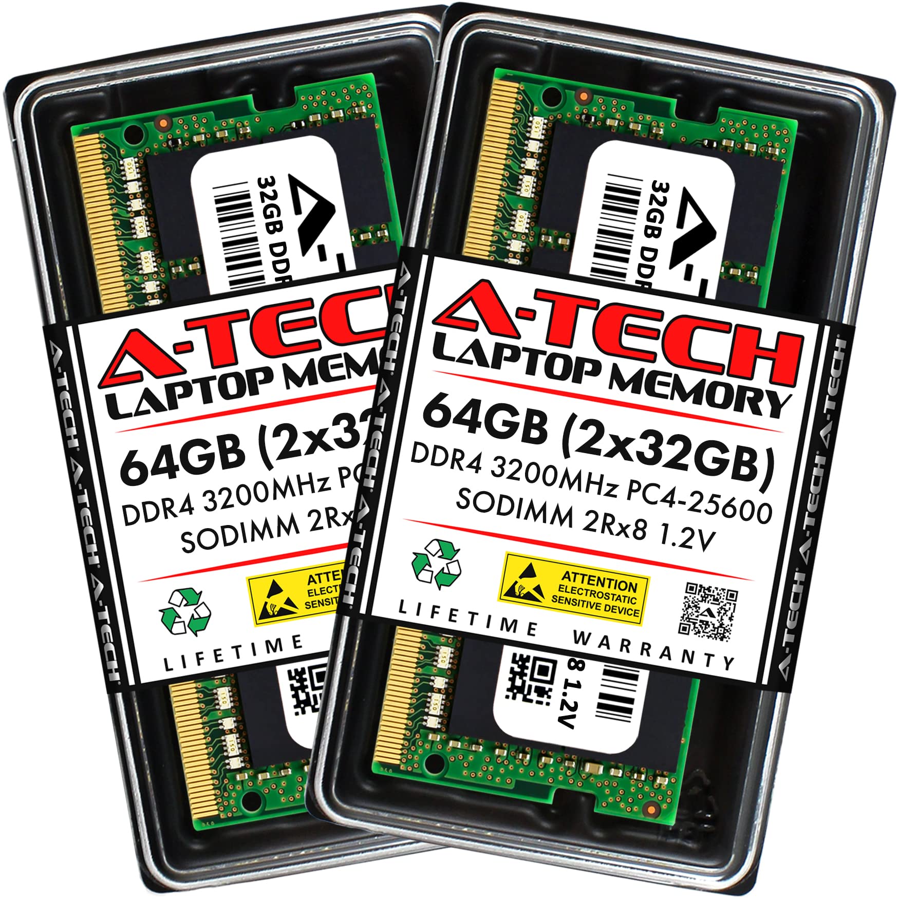 A-Tech 64GB (2x32GB) DDR4 3200 MHz SODIMM PC4-25600 (PC4-3200AA