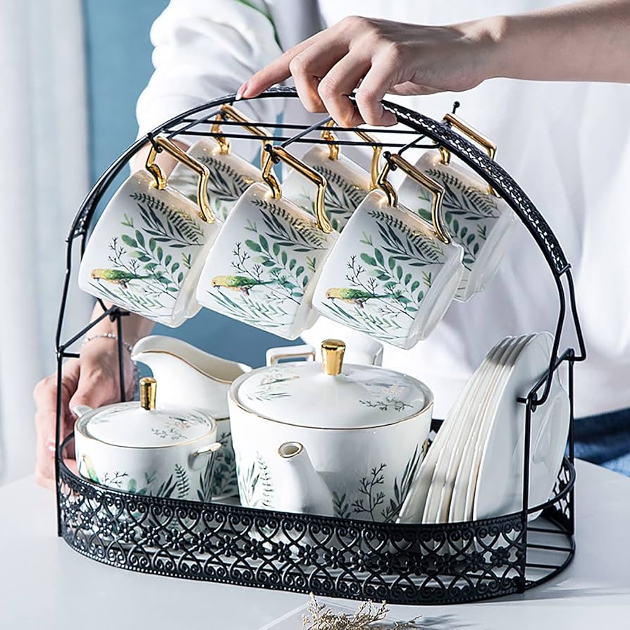 Amazon.co.jp: ティーセットレトロ英国15ピース磁器ティーセット