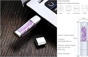 Amazon.com: WooTeck 64GB Jewelry Crystal Lipstick USB Flash Drive