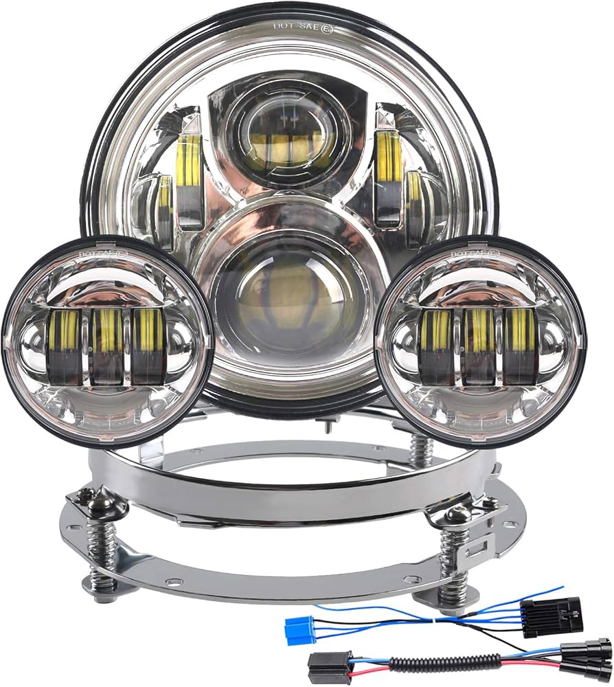 Amazon | オートバイ 7インチLEDヘッドライト、4.5インチフォグライト