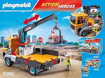Amazon.com: PLAYMOBIL Construction Site Truck with Crane, Yellow