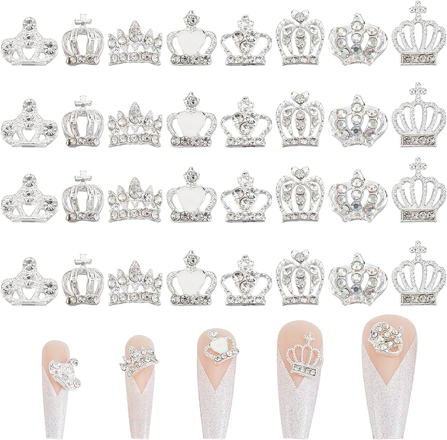 Amazon.co.jp: SUPERFINDINGS ネイルパーツ 王冠3D 32個セット