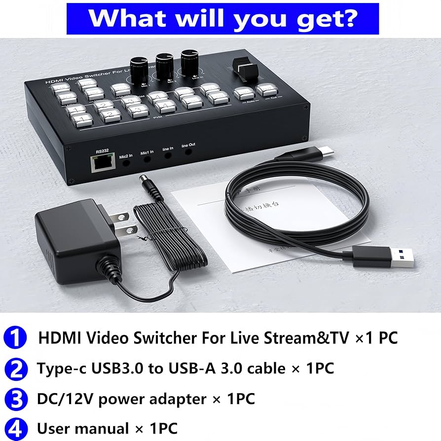 Amazon.com: Video Mixer Switcher 4K 4HDMI Input 2HDMI Output Multi