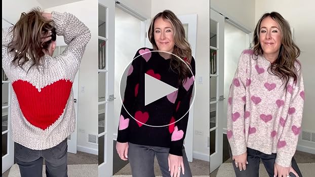 CHICWISH Women's Red Heart Shape Pattern on Back Soft Hand Knit