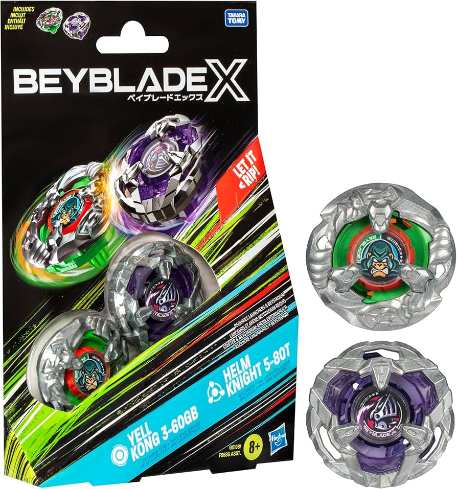 Amazon.com: Beyblade X Yell Kong 3-60GB and Helm Knight 5-80T Top