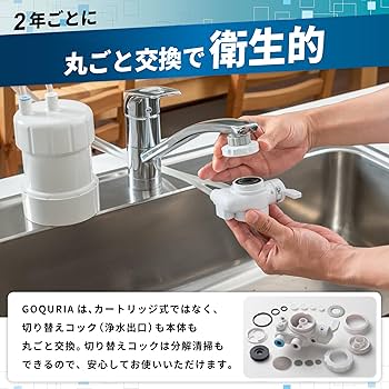 Amazon｜浄水器GOQURIA ピンク／ホワイト 2年間カートリッジ交換不要