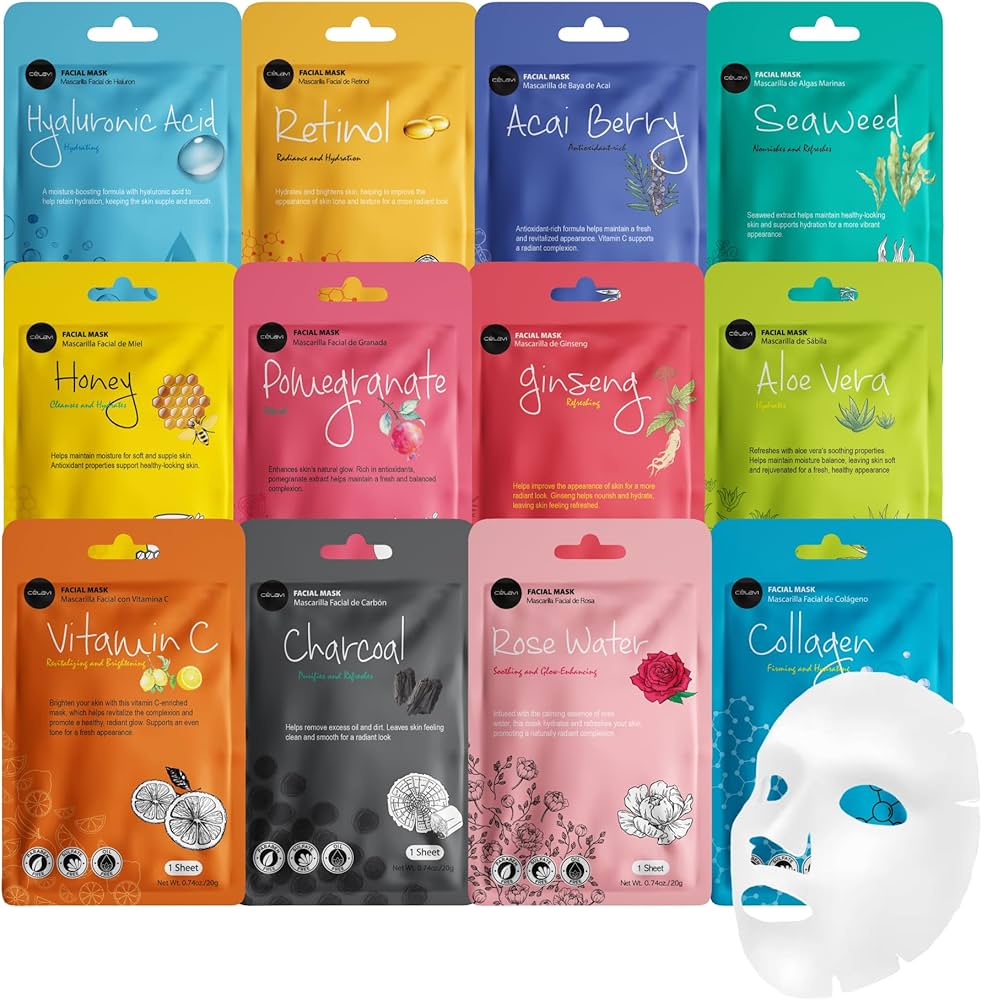 celavi Face Mask Set Korean Beauty Essence Facial Paper Sheet Mask