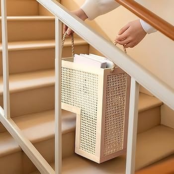 Amazon.com - SHCMSADO Wood Stair Basket with Handles,Wicker Step