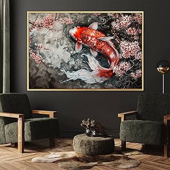 Amazon.co.jp: 絵画 縁起の良い鯉 アートパネル ポスター 動物イラスト