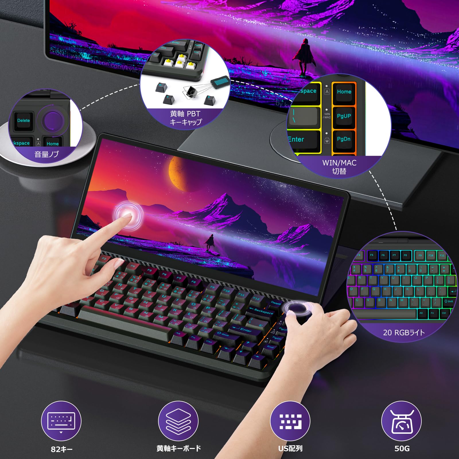 Amazon | Kwumsy K3 モニター付きキーボード メカニカルキーボード