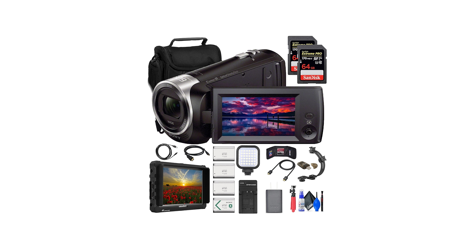 Amazon.com: Sony HDR-CX405 HD Handycam (HDRCX405/B) + 4K Monitor +