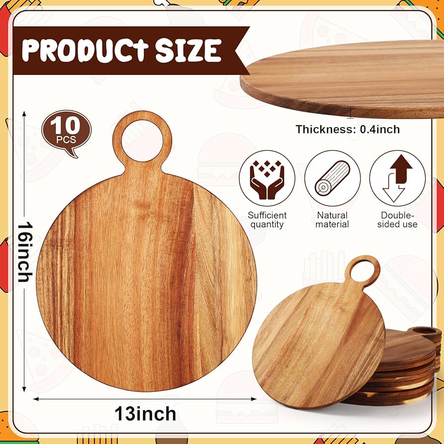 Amazon | Jinei (アカシア) 木製まな板 10枚パック 持ち手付き 木製