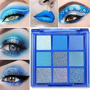 Amazon.co.jp: パンクブルーグリッターアイシャドウ9色、パレット