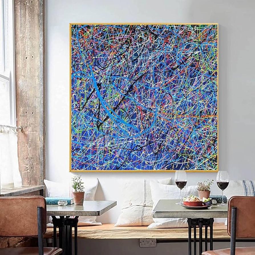 Amazon｜大きくてカラフルな抽象絵画スプラッタドリップペインティング