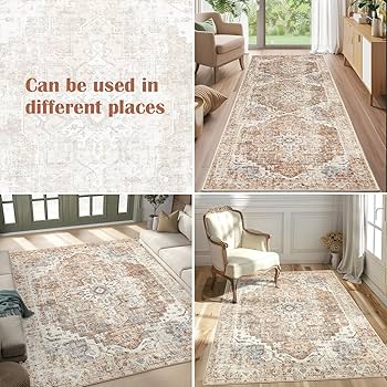 JINCHAN Area Rug 6x9 Washable Vintage Rug Indoor Floor Cover Print
