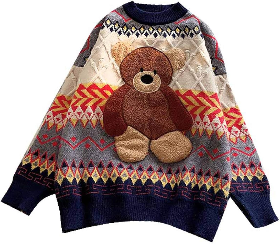 Amazon | [アォウ] セーター レディース クマ柄 熊 かわいい ニット