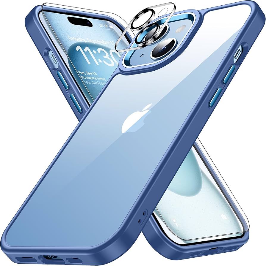 Amazon.co.jp: XIWXI iPhone15用ケース ブルー 耐衝撃 カメラレンズ