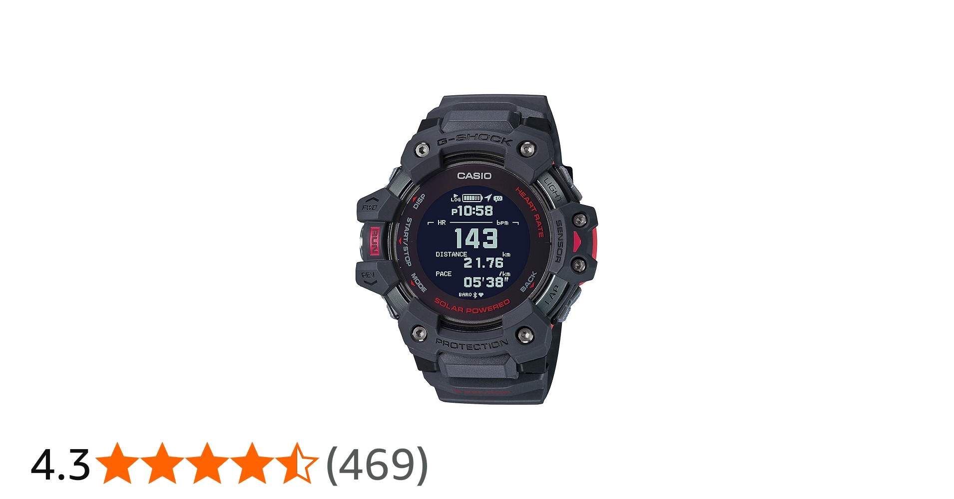 Casio GHSOCK Wrist Watch G-Shock GBD-H1000-8 G-Squad, Grey Color
