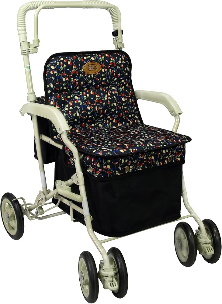 Amazon | 島製作所 マーチS 小花ブラック | 島製作所 | シルバーカー