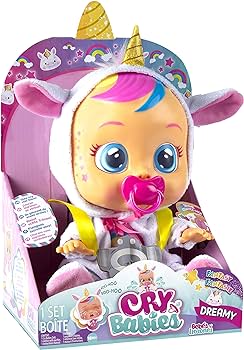 Amazon.com: Cry Babies Dreamy the Unicorn 12” Baby Doll | Shimmery