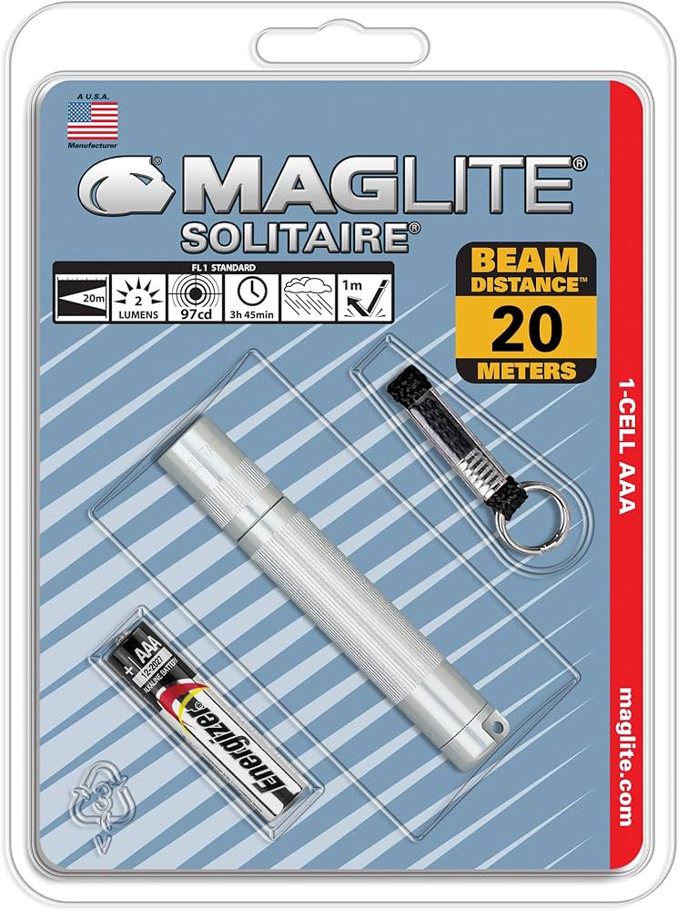 Maglite Solitaire Incandescent 1-Cell AAA Flashlight, Silver