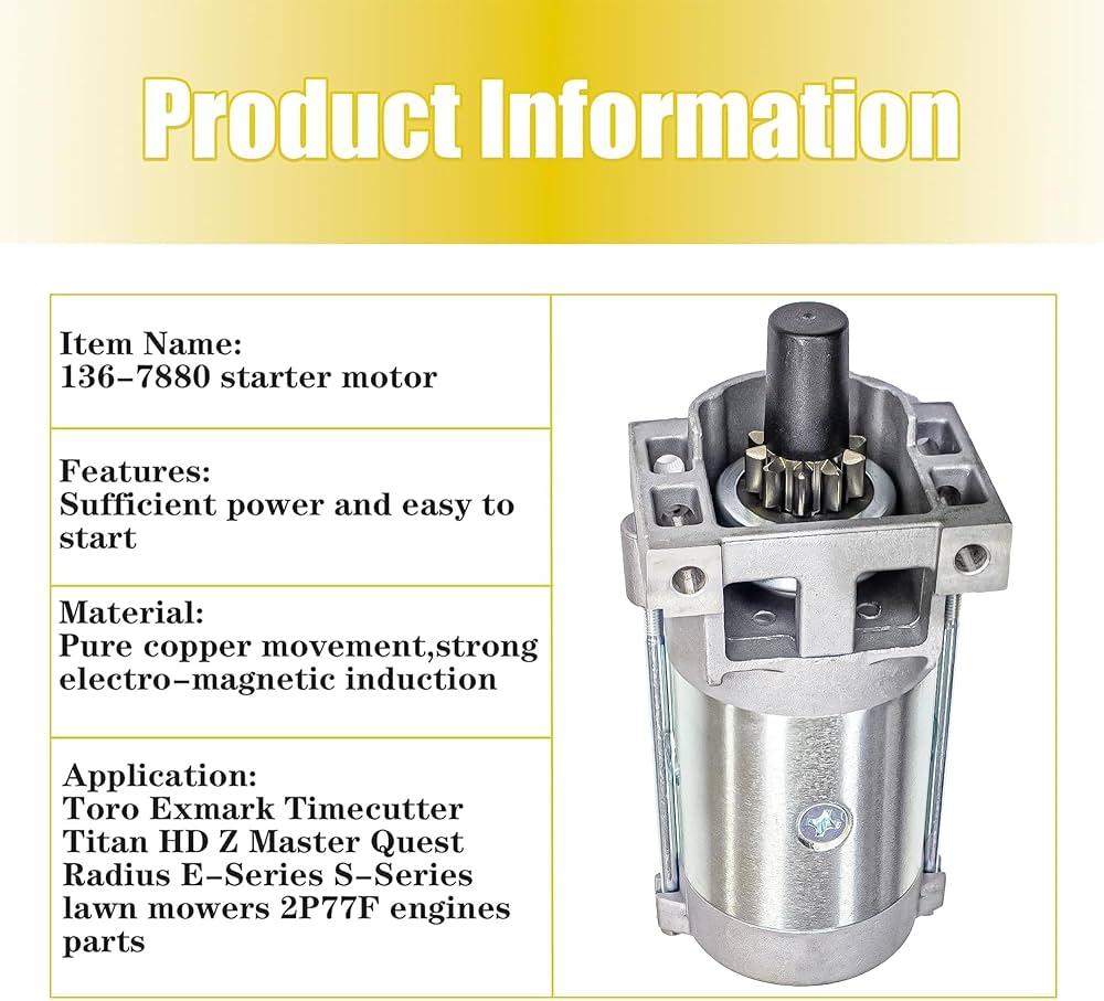 Amazon.com: fullas 136-7880 Starter Motor for Toro Timecutter