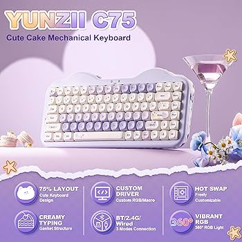 Amazon | YUNZII C75 ワイヤレス メカニカルキーボード 75%レイアウト