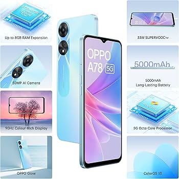 Oppo A78 5G (Glowing Blue, 8GB RAM, 128 Storage) | 5000 mAh