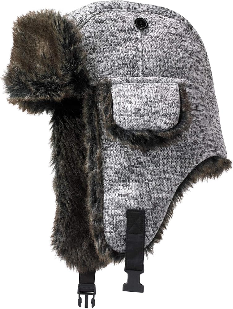 KingSize Men's Extra Large Fur Trim Hat - 3XL/4XL, Grey Marl at