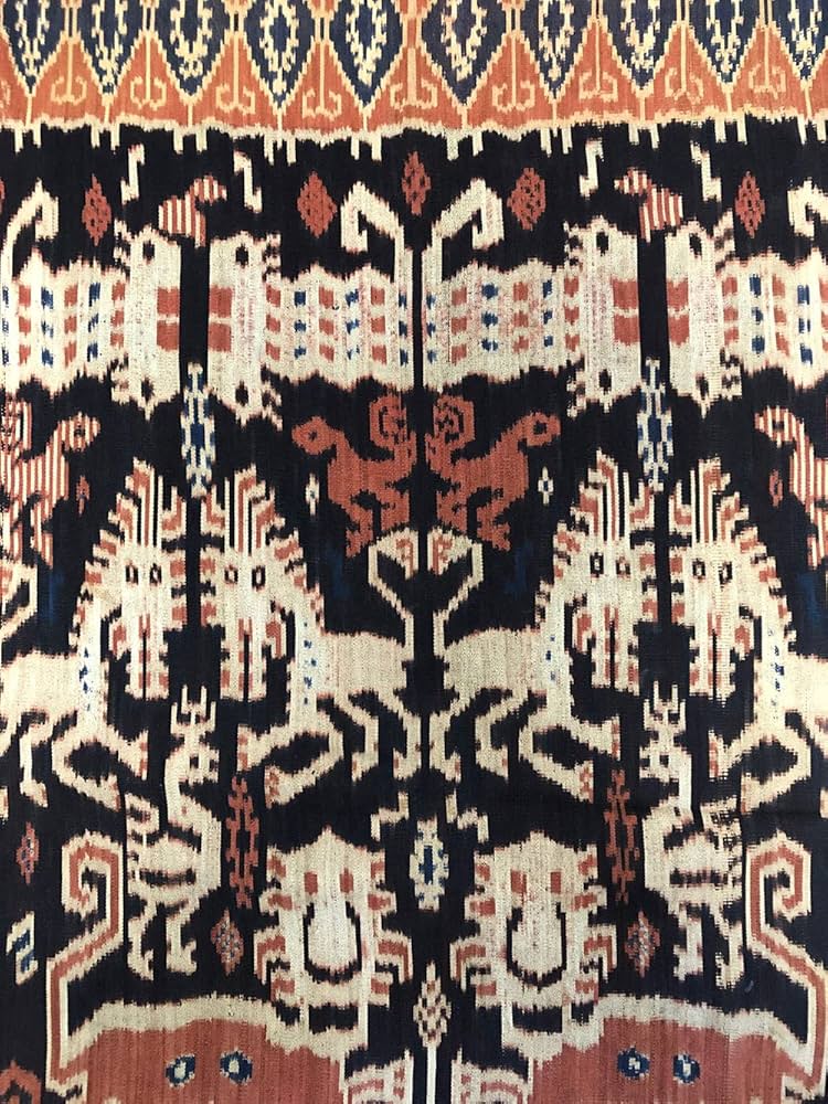 Amazon｜イカット スンバ島 インドネシアの本物 アンティーク 絣織物