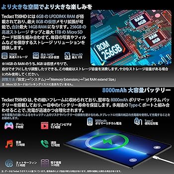 Amazon.co.jp: 11インチ Android 14 タブレット TECLAST T50HD 1920