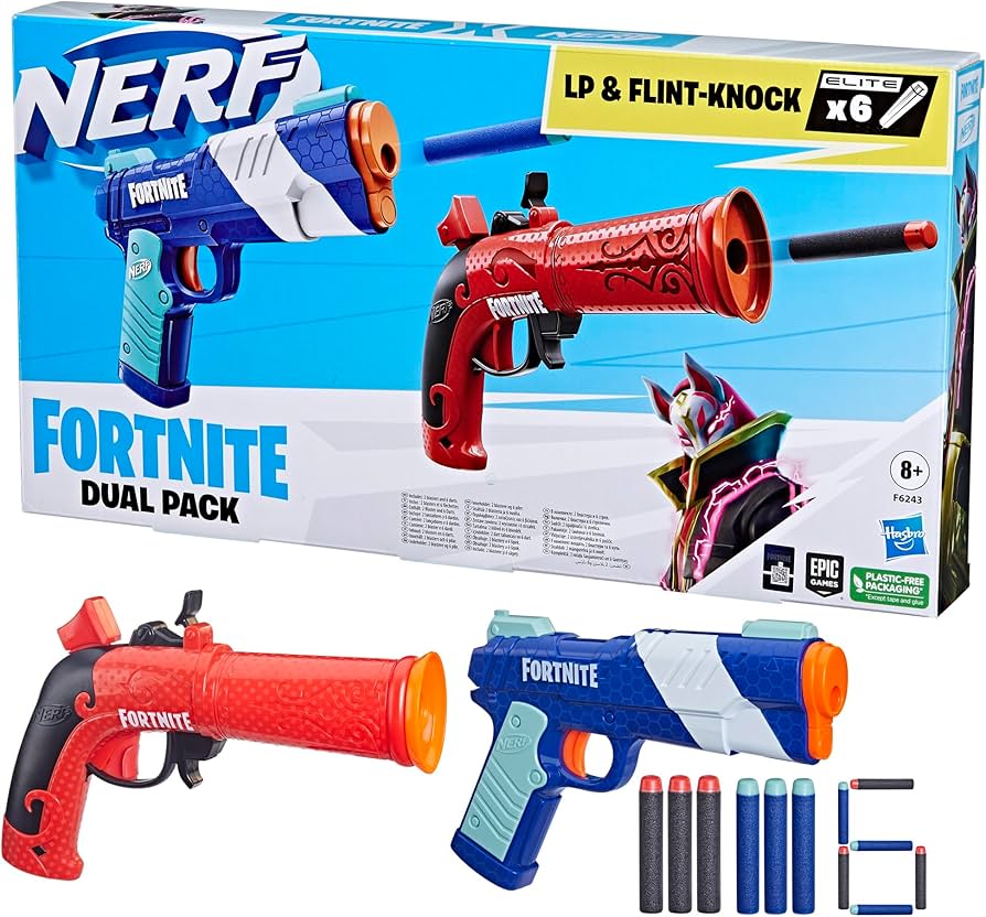 Nerf Fortnite Dual Pack, Includes 2 Fortnite Blasters and 6 Nerf